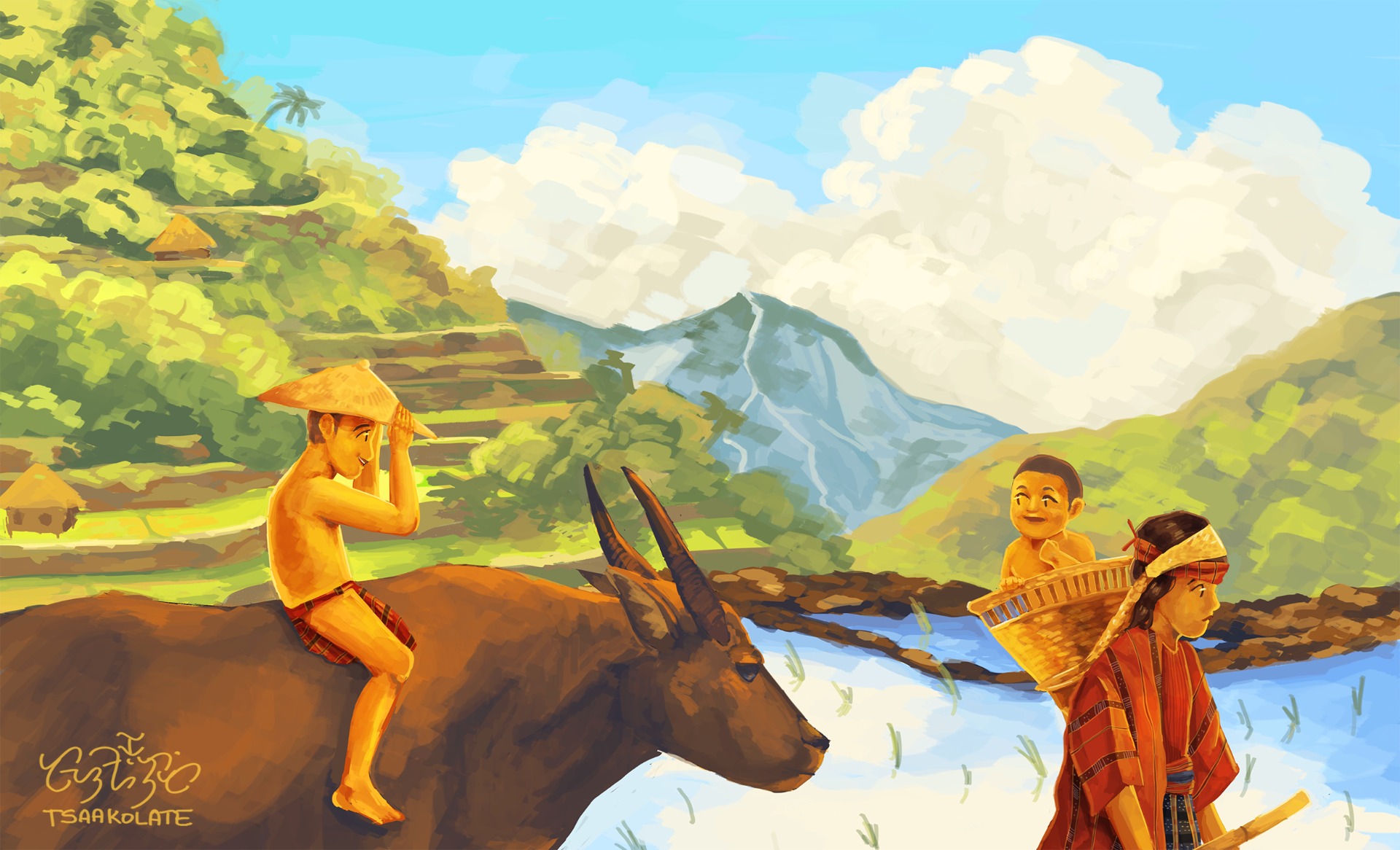 Ifugao Family and Carabao Travelling Through Terraces (2019)